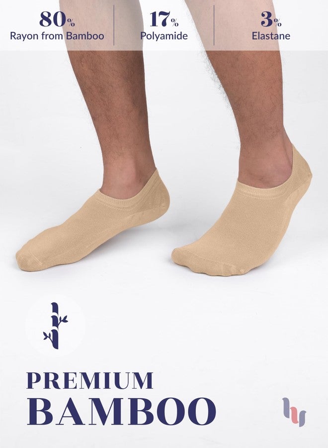 Hugh Ugoli Men Rayon No Show Socks, Non Slip, Liner Socks, Thin, Soft, Seamless, Low Cut, Beige, Shoe Size 8-11, 6 Pairs - Image 3